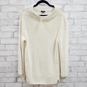 NWT Talbots Plus Size 1X Cream Ivory Shaker Stitch Funnel Neck Sweater NWT